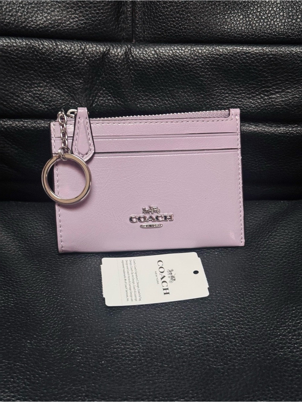 NWT Coach Mini Skinny Id Case CEC47 Light Amethyst (Purple) Glazed Leather